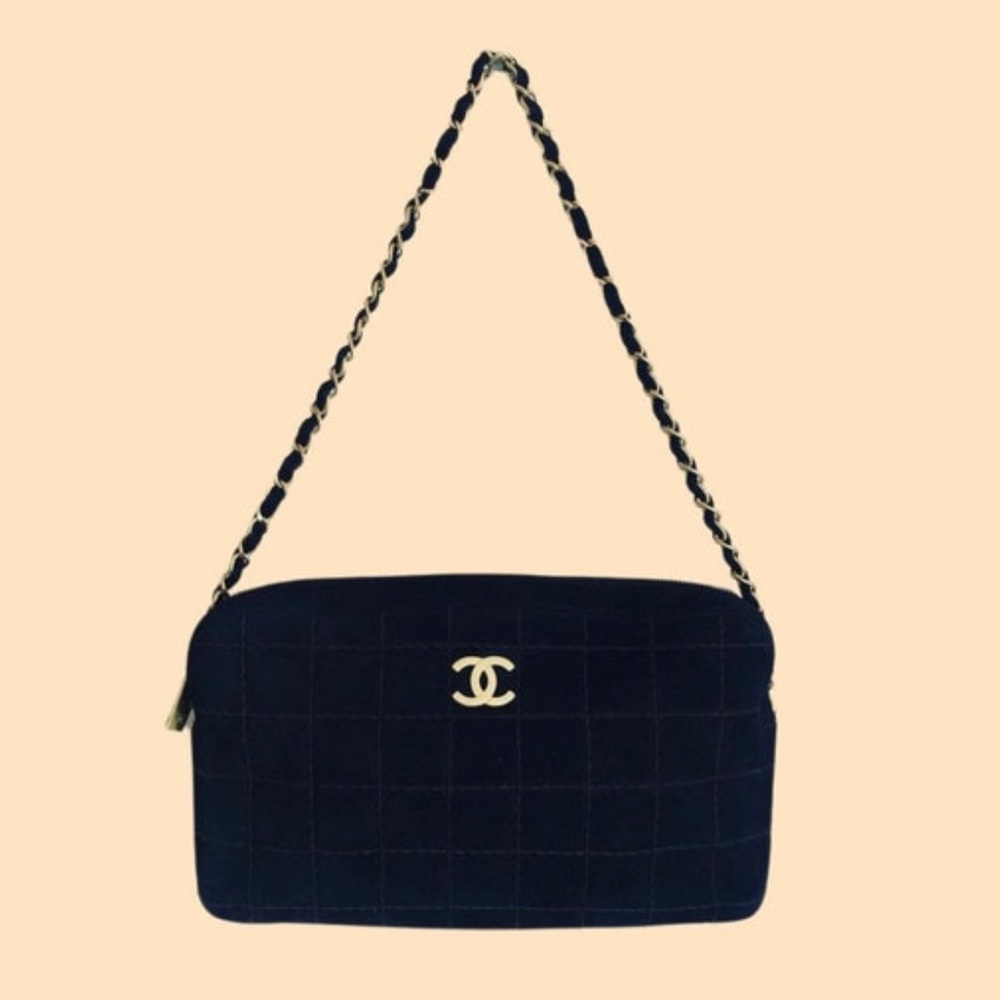 2002 Chanel Quilted Suede Camera Bag
